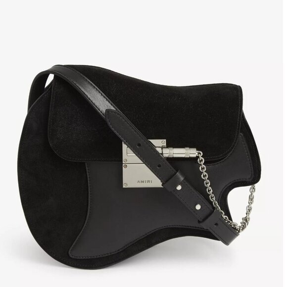 Amiri Guitar Shoulder Bag in Black Leather and Suede NWT - Picture 1 of 10